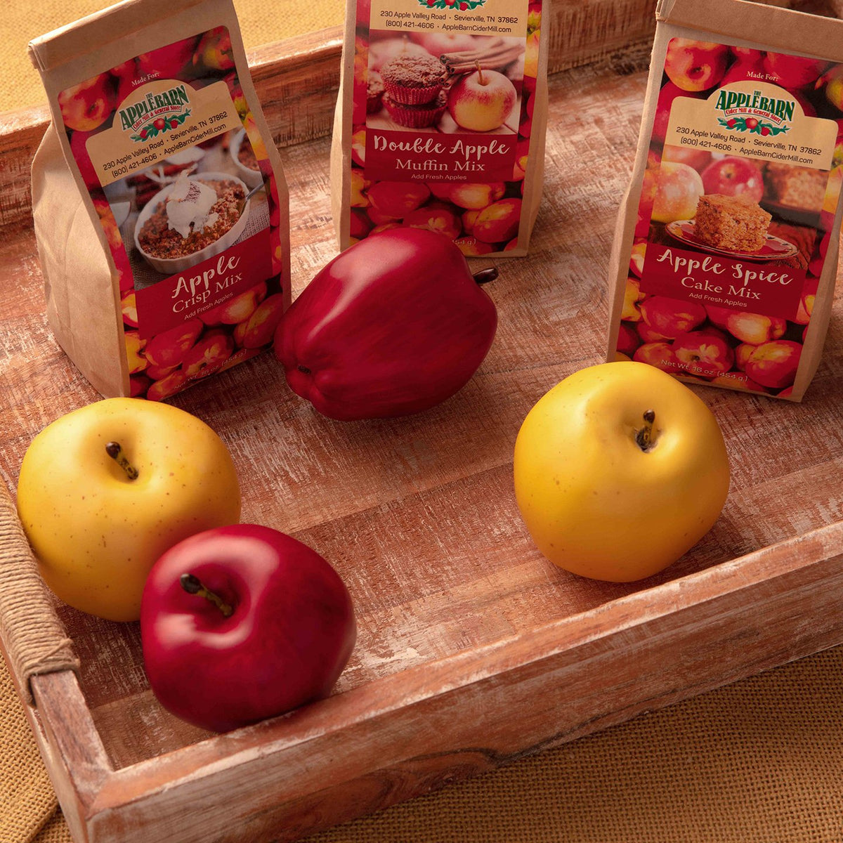 Cake mix bags with apples