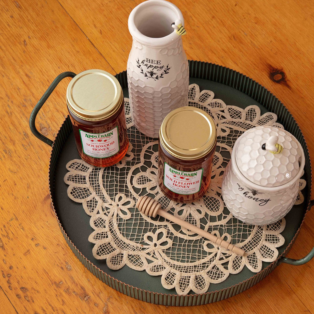 Jar with honey dipper